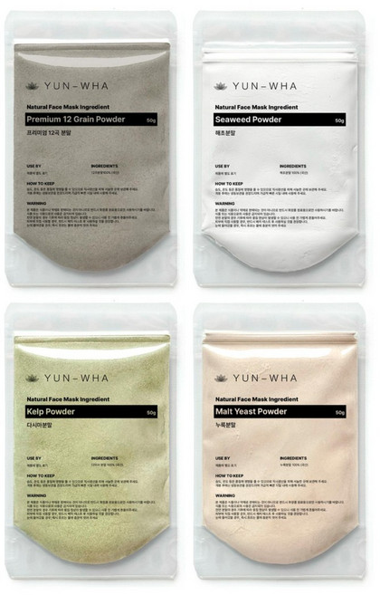 연화 천연팩가루 보습세트 12곡물가루팩 해초가루팩 다시마가루팩 누룩가루팩 4종, 1개, 4개입