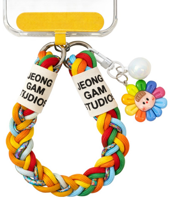 두리안나 어깨가 아프지 않는 휴대폰 스트랩 로프 목걸이줄(잘안찢어지는 옥스포드 태그홀더), 1개, 01 손목용 멀티컬러(복담은색동)