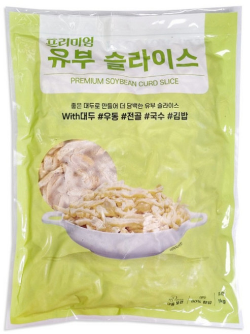 냉동 유부슬라이스 1kg 유부채 김밥 우동 고명, 3개