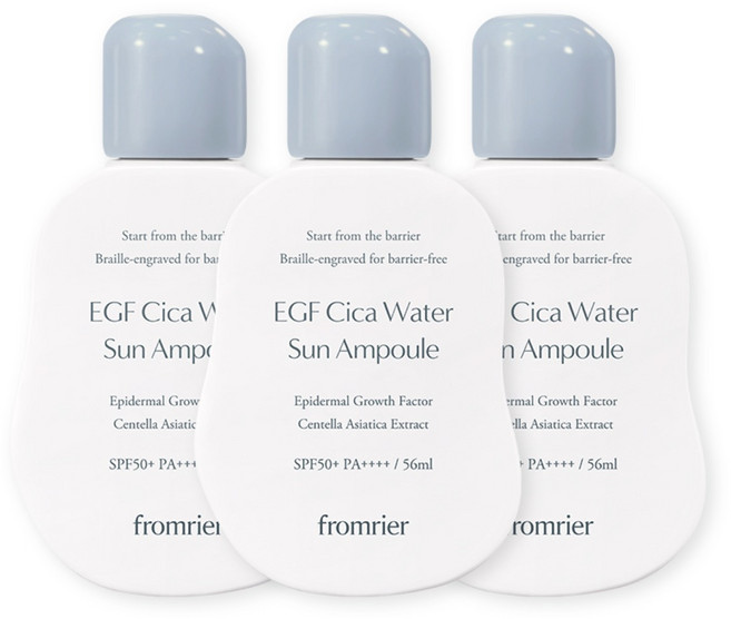 [청담샵PICK/화잘먹]프롬리에 비건 EGF 시카 워터 선앰플 선크림 자외선차단제 유기자차, 3개, 56ml