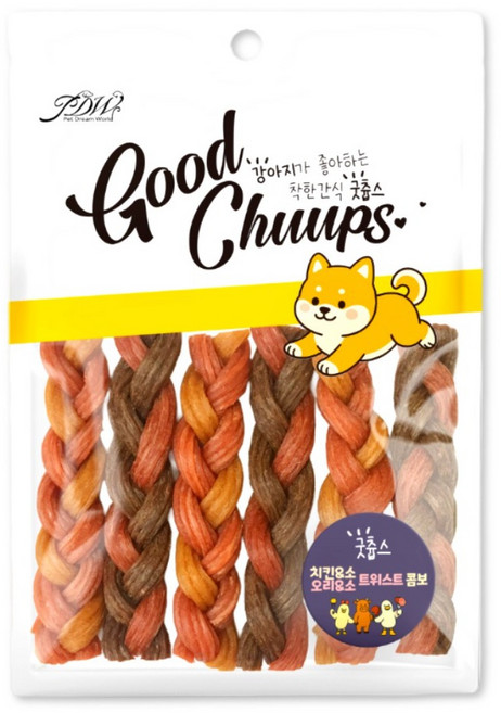 굿츕스 23 하드 트위스트 오래먹는 껌 강아지간식 개껌 강아지오래먹는간식, 소&오리+소&치킨콤보, 180g, 1개