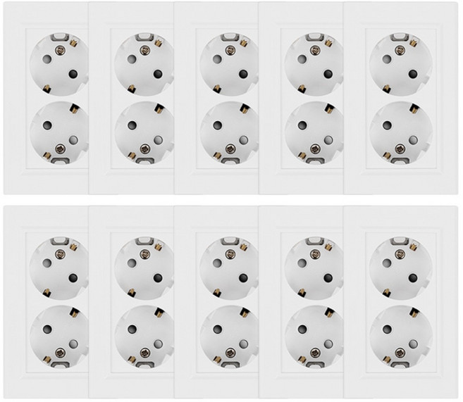 일신전기 매입 2구 콘센트 와이드 국내생산 KS, 10개