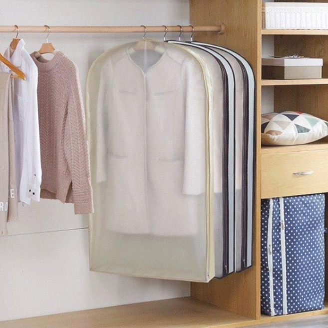 SKANDSALO 옷장 가죽옷 모피 전용 먼지방지가방 의류커버 밍크 통기성 습기방지 방충 좀방지 세탁가능, T01-미들롱타입 110*60*10cm, 유, 1개, 1개입