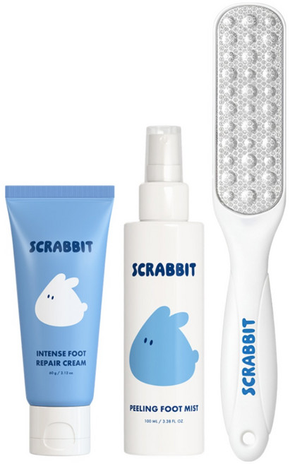 스크래빗 발각질지우개 각질연화제 + 스텐 풋 파일 + 풋 크림 세트 스무스 앤 실키 풋 트리오 발각질, 100ml, 1개, 1개입