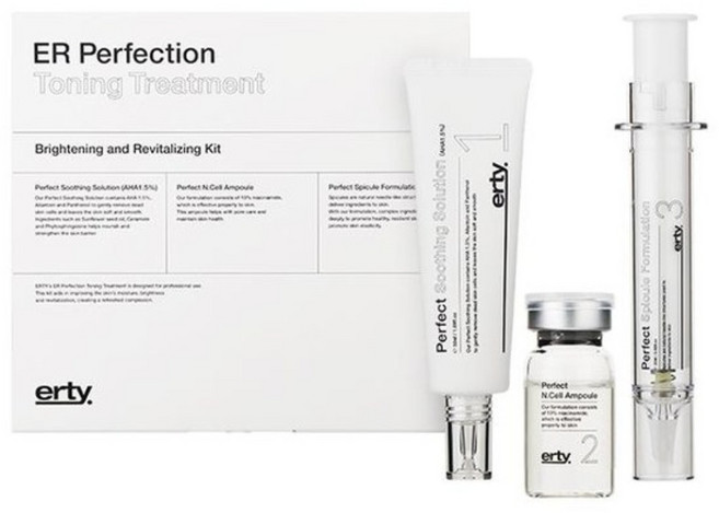 [ erty ] 에르띠 퍼펙션 토닝 트리트먼트 키트 (수분+진정+재생+미백 4 in 1) ER Perfection Toning Treatment 에르띠여신키트, 1세트