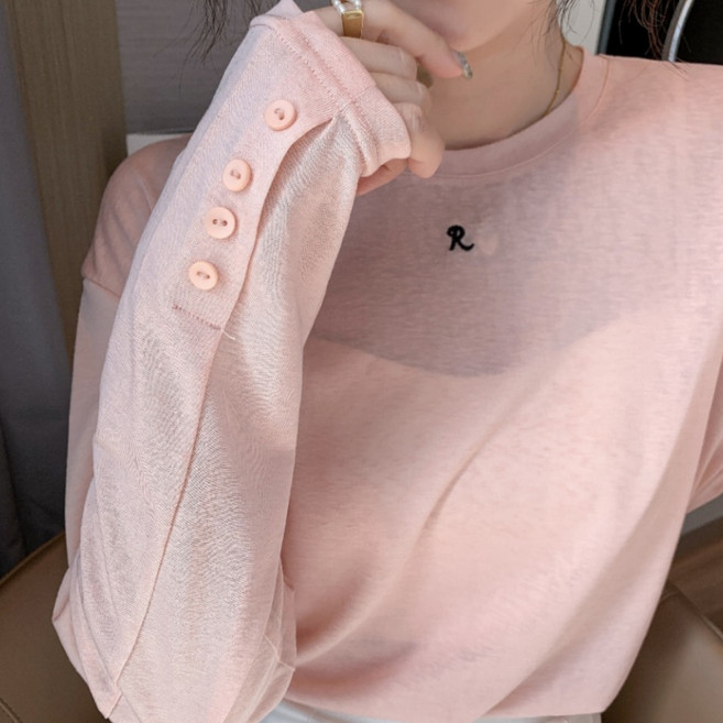 무니유유 텐셀원단 자수 UV차단 루즈핏 냉감 아이스 쿨 시스루 긴팔 티셔츠