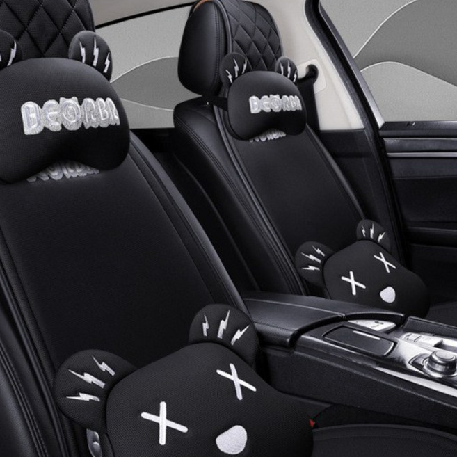 고고스 경차전용 시트커버 풀세트 사계절 3d매쉬소재 통풍방석 자동차꾸미기, 1세트, 경차전용 블랙 풀세트(목쿠션2개+허리쿠션2개 포함)