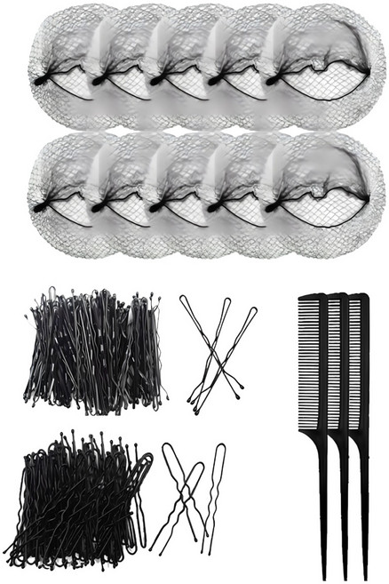 메리지엥 승무원 올림 머리망 세트 실망 헤어망, 혼합, 1개