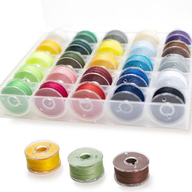 올맘 가정용 미싱 보빈 밑실 실패 재봉실 재봉사, 25개 칼라, 1세트