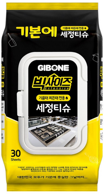 기본에 빅사이즈 기름때 찌든때 전용 세정티슈 30매 청소포/교체형걸레, 5개
