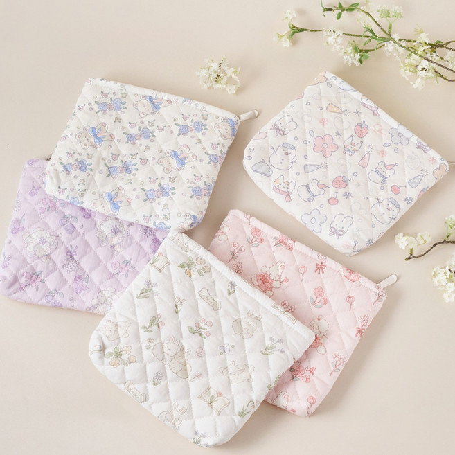 화장품 파우치 코튼 파우치 휴대용 수납 파우치 21x17 바우리