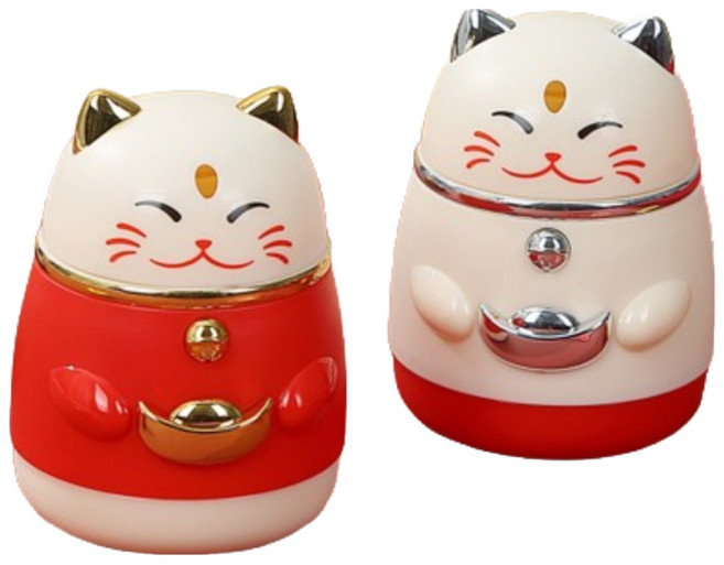 멜로우앤유 1+1 복고양이 원터치 이쑤시개 케이스 보관함 자동 디스펜서 이쑤시개통, 레드+화이트, 2개