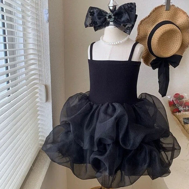 주니유니 아동 블랙볼륨원피스 여아원피스 아동원피스 블랙원피스 파티원피스 원피스