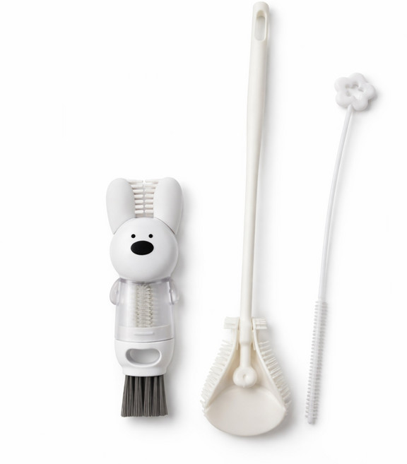 텀블러 완전세척 실리콘 브러쉬 3종 빨대 내부까지 위생 청소솔, 3세트, 화이트