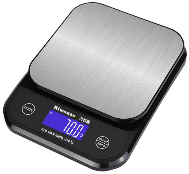 Riwonas 디지털 방수형 주방저울 충전식 계량전자저울 가정용 고정밀도 저울 B28 1Kg/0.1g, 방수type, 1개, 블랙