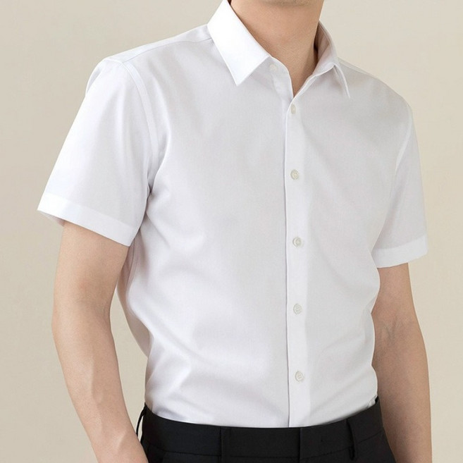 DFMEI 男士襯衫免燙高級感長袖白襯衫商務抗皺正裝襯衣LOGO刺繡開衫男裝