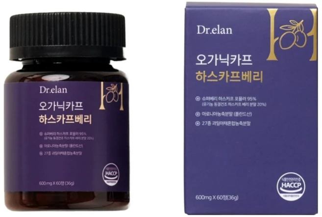닥터엘란 식약청 인증 HACCP 폴란드산 유기농 하스카프베리 프리미엄 타정, 2개, 60정 - 쿠팡