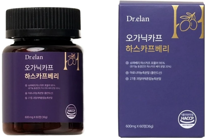 닥터엘란 식약청 인증 HACCP 폴란드산 유기농 하스카프베리 프리미엄 타정, 1개, 60정 - 쿠팡