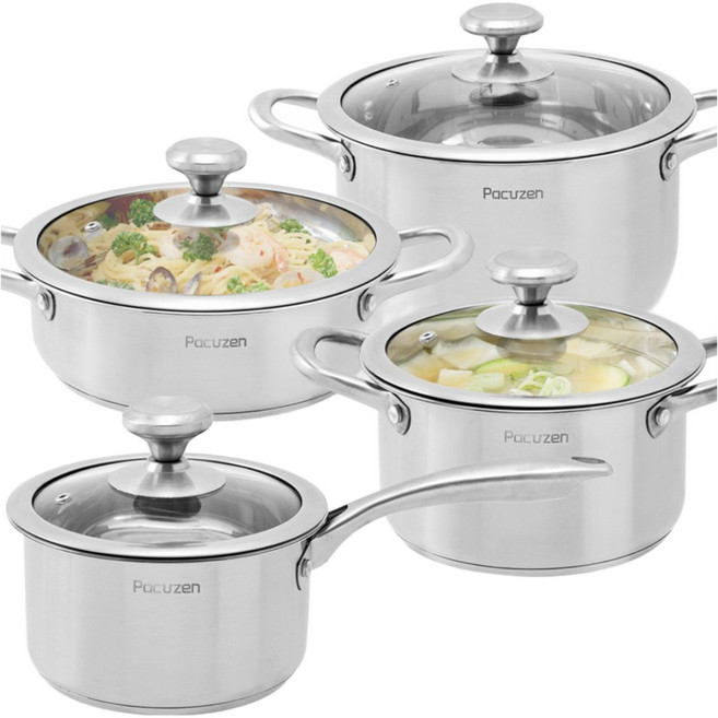 파쿠젠 IH 인덕션 겸용 스텐 냄비 4종 세트, 스테인레스, 1세트