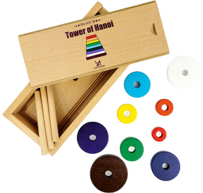 러닝스텝 하노이탑 9단 고급 원목함 포함 수학원목교구 도형완구 공부잘하는법, 1개