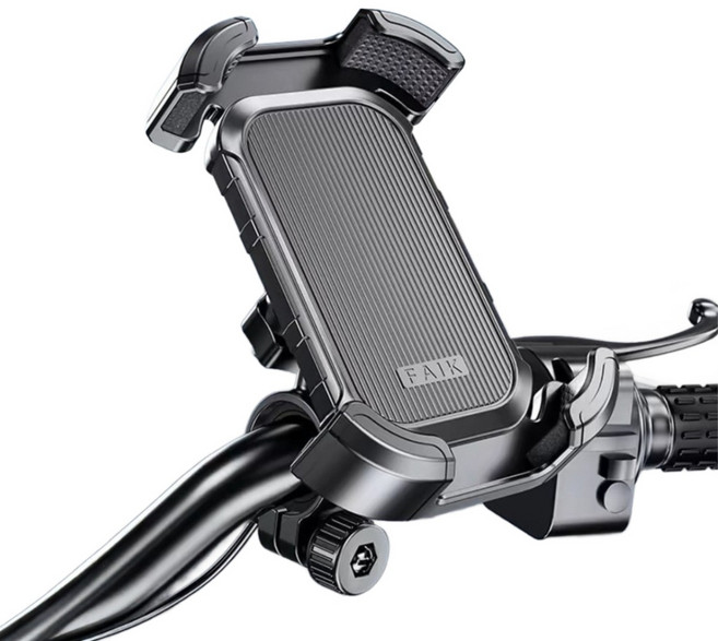 이중잠금 원터치 스마트폰 핸드폰 거치대 2종 자전거 오토바이, 1개, 무광블랙 자전거용