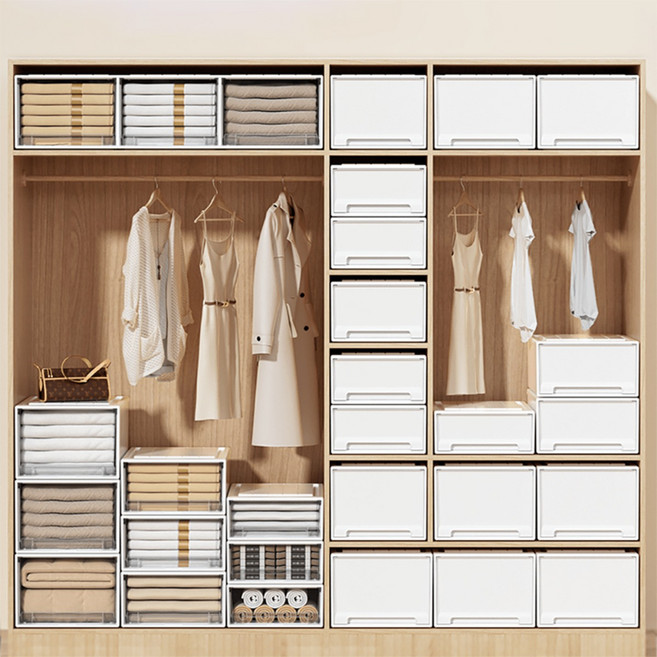 꿀템요정 옷정리 리빙박스, 투명, 1개