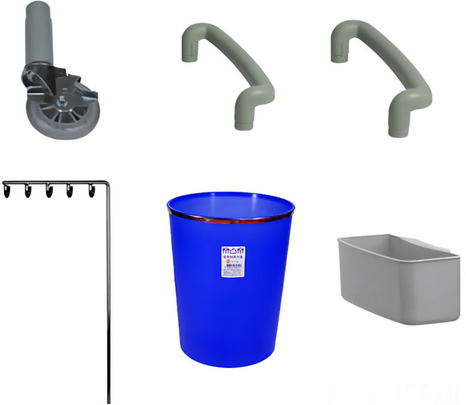 He 플라스틱 드레싱카 2단 3단 왜건 트레이 스텐 바퀴형 병원용 서빙 업소용 이동식 선반 트롤리 운반카 셋트대 츄레이 기구대 웨건 바퀴, 1개, 손잡이(201시리즈)