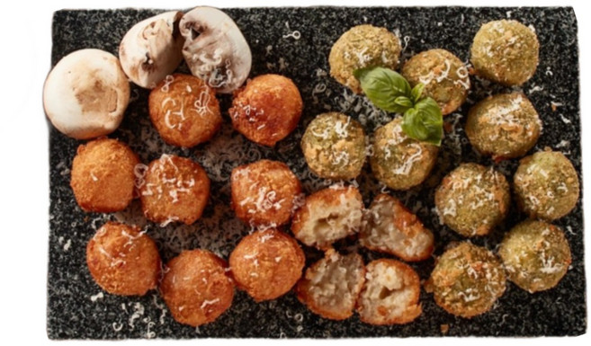 겉바속촉 바질페스토 아란치니 밀키트 2인분 에어프라이어요리 ( 홈파티음식 혼술안주 ), 치즈아란치니 1인분+머쉬룸아란치니 1인분, 1개