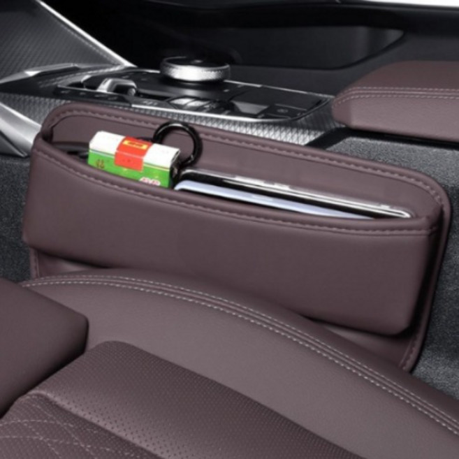 제스완 차량용 시트 가죽 사이드포켓, 브라운, 1개