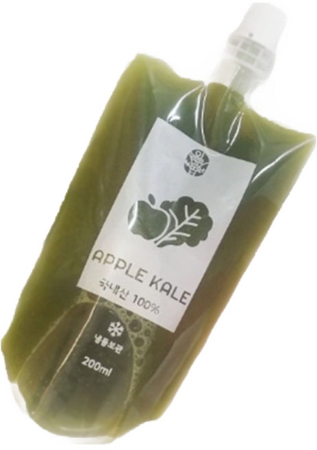 물타지 않은 국산 100% 착즙 사과 케일즙 200ml x 20팩 nfc 착즙 국산 100% 녹즙 냉동, 20개