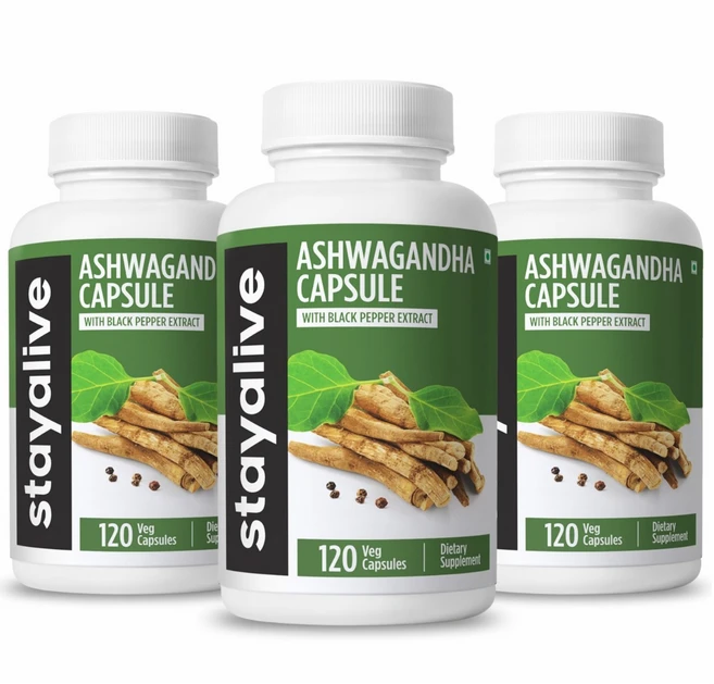 StayAlive 흑후추를 넣은 아슈와간다 캡슐- 9000mg 상당량 120개의 베지 캡 스트레스 완화 및 활력 지원 GMO 비함유 및 글루텐 프리, 3개, 120정 - 쿠팡