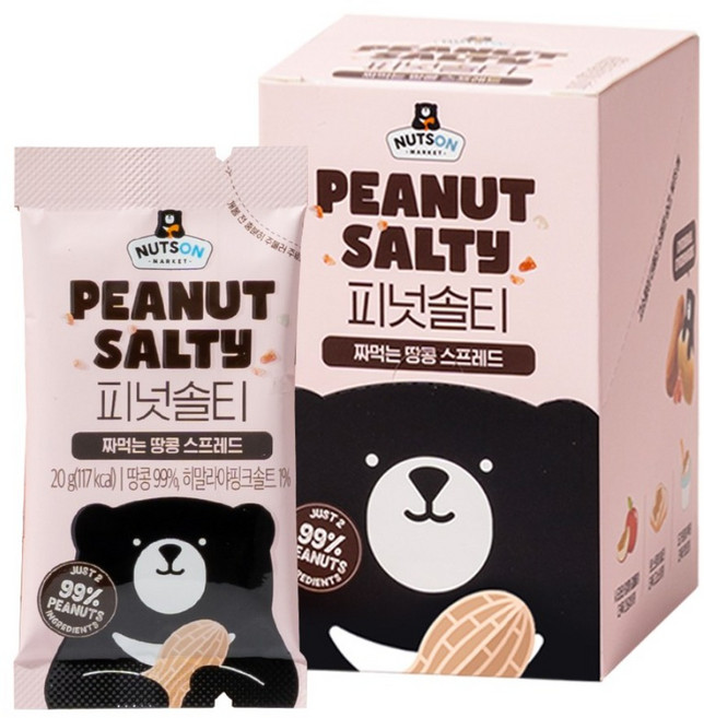[넛츠온]넛버터 스프레드 스틱 피넛솔티 아이간식/ 출근길/ 휴대용 간식/ 무가당 땅콩버터, 1박스, 200g