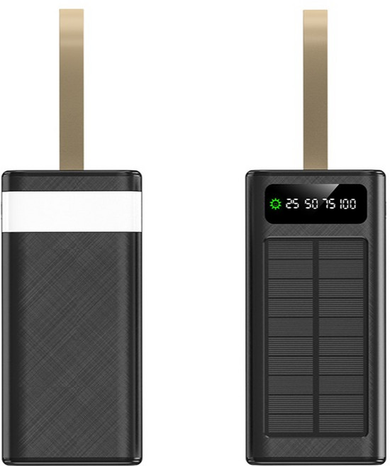 CCAGU 대용량 보조배터리 60000mAh 고속충전 태양광충전기 일체형 보조밧데리 멀티단자 차박 캠핑용 LED조명등, 블랙, 1260110/1S6P