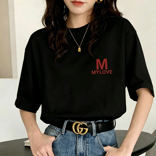 여성 순면 M 프린트 루즈핏 반팔티