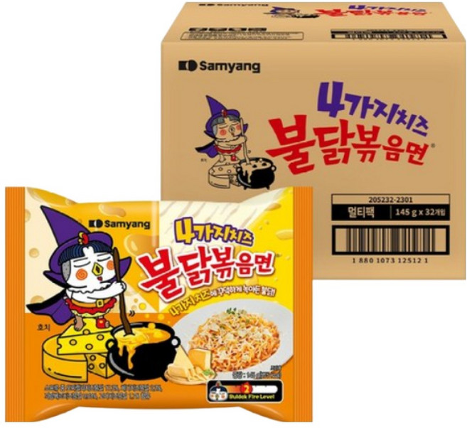 불닭볶음면 4가지 치즈 145g, 8개