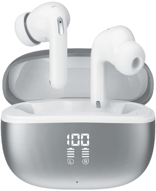 아이리버 ANC ENC 듀얼 노이즈캔슬링 무선 블루투스 6.0 커널형 이어폰 오토 페어링 C타입 충전 LED 디스플레이, 그레이, IB-TX3