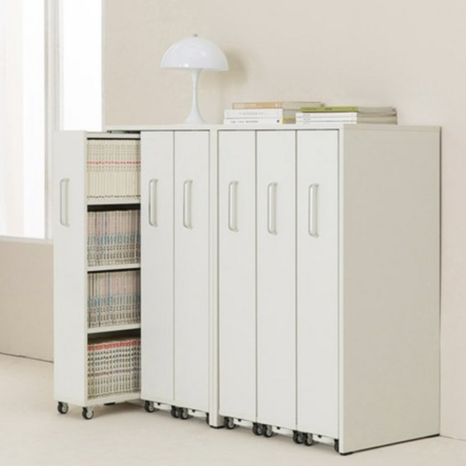 포더홈 세이버 슬라이딩 일반 만화 수납 책장, 1)낮은 만화책장[우형]_화이트화이트