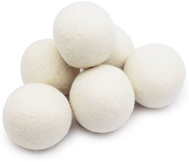 양모세탁볼 6P 세탁망 포함 천연양모 드라이볼 건조볼 향기세탁볼, 1세트, 화이트 세탁망