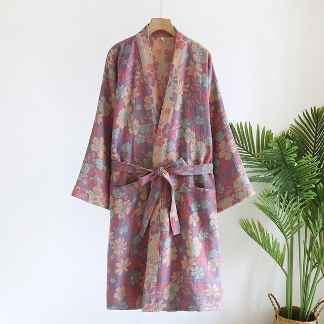 스키니나인 유카타 샤워가운 홈웨어 잠옷 순면 원피스잠옷 로브 가운