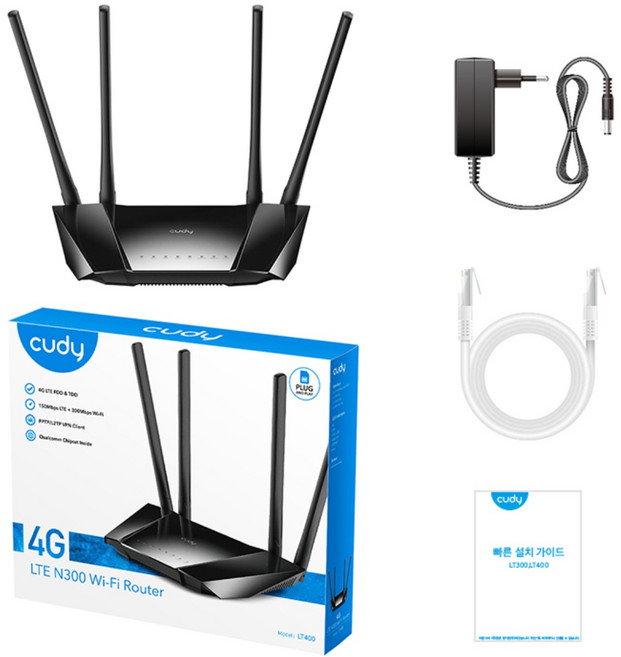 큐디 LT400 유심공유기 4G LTE 유심 라우터 농막 캠핑 카라반 공사장 CCTV 무선 와이파이 공유기, 1개