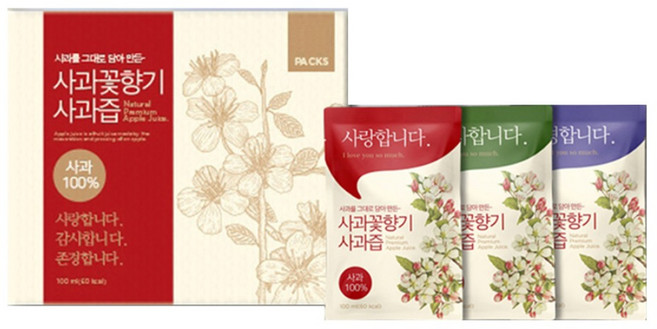 사과꽃향기 사과즙, 100ml, 50개