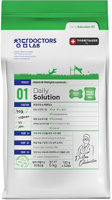 청담닥터스랩 강아지 데일리솔루션 기능성 사료, 뼈/관절강화, 5kg, 1개