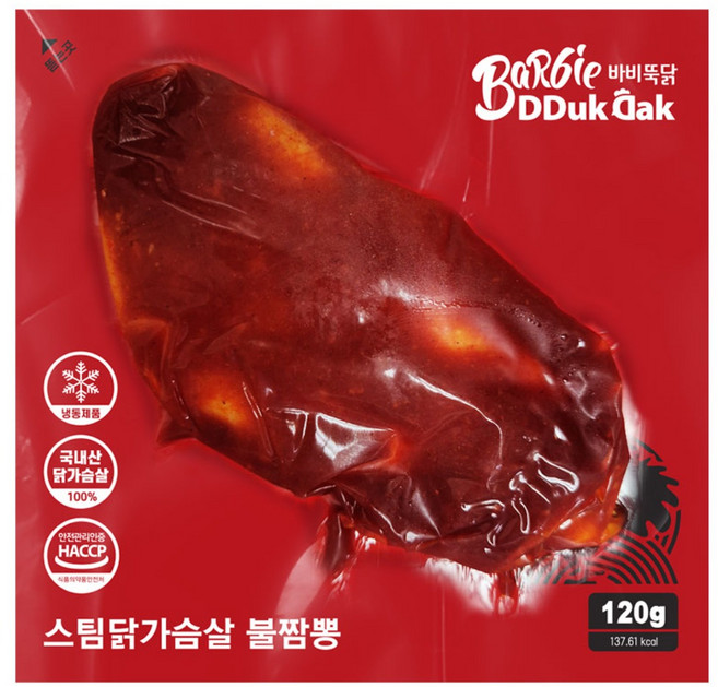 바비뚝닭 스팀 닭가슴살 불짬뽕 10/30/50, 10개, 120g