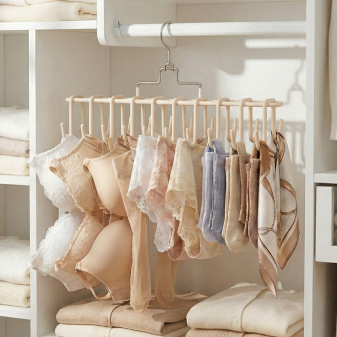 디케이 360도 회전 후크20개 다용도 속옷걸이, 1개, 살구