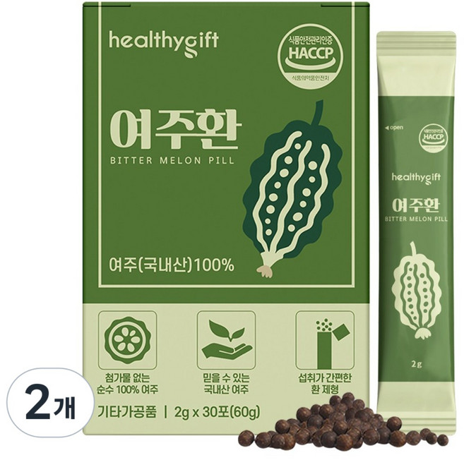 국내산 여주 환 식약청 HACCP 인증 스틱, 2개, 60g