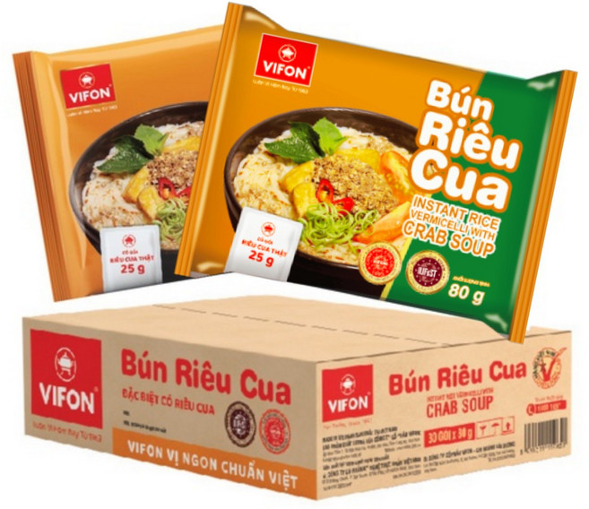Vmart 베트남 비폰 크랩스프 즉석 게살 쌀국수 Bun Rieu Cua, BOX(30개), 30개