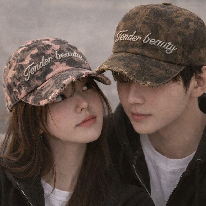 빈티지 카모 볼캡 워싱 스트릿 야구모자 남녀공용 커플 데일리 캡모자