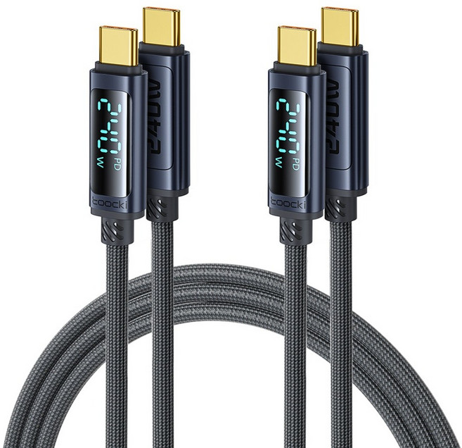 Toocki 디스플레이 C to C타입 PD 240W 초고속 충전케이블, 2개, 회색, 2m
