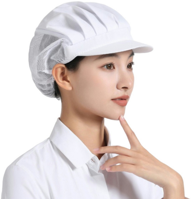 유피 모자 조리 요리사 스판 위생모자 주방 일회용 일식 공장 카페 에어매쉬 두건, 반망사  화이트, 2개