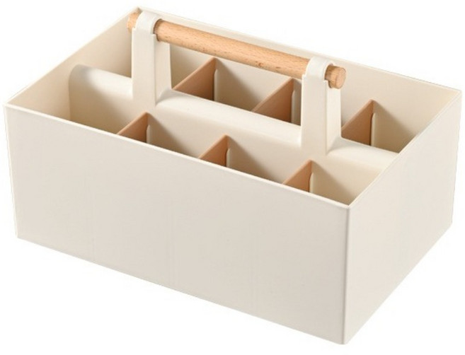 더하임 우드핸들 대용량 칸막이 필기구 정리함, 2개, 아이보리